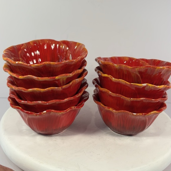 9 Pier 1 Imports Poppies Handpainted Earthenware Salad Bowls Rare Replacements - Picture 5 of 7